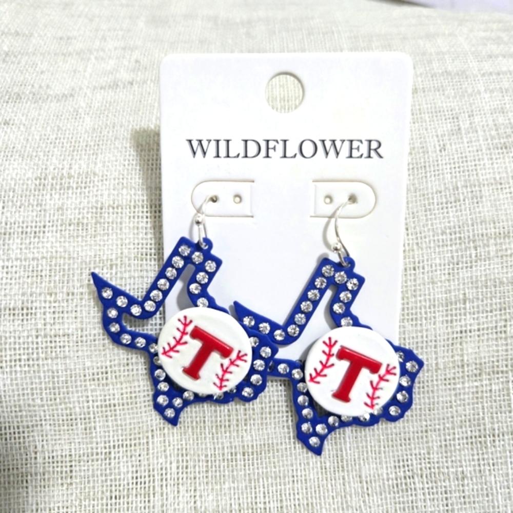 Texas Rangers Baseball Earrings